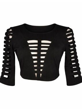 Windsor Black Cutout Cropped Top - Size M